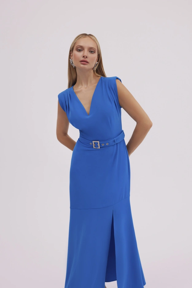 Niebieska sukienka maxi Makalu