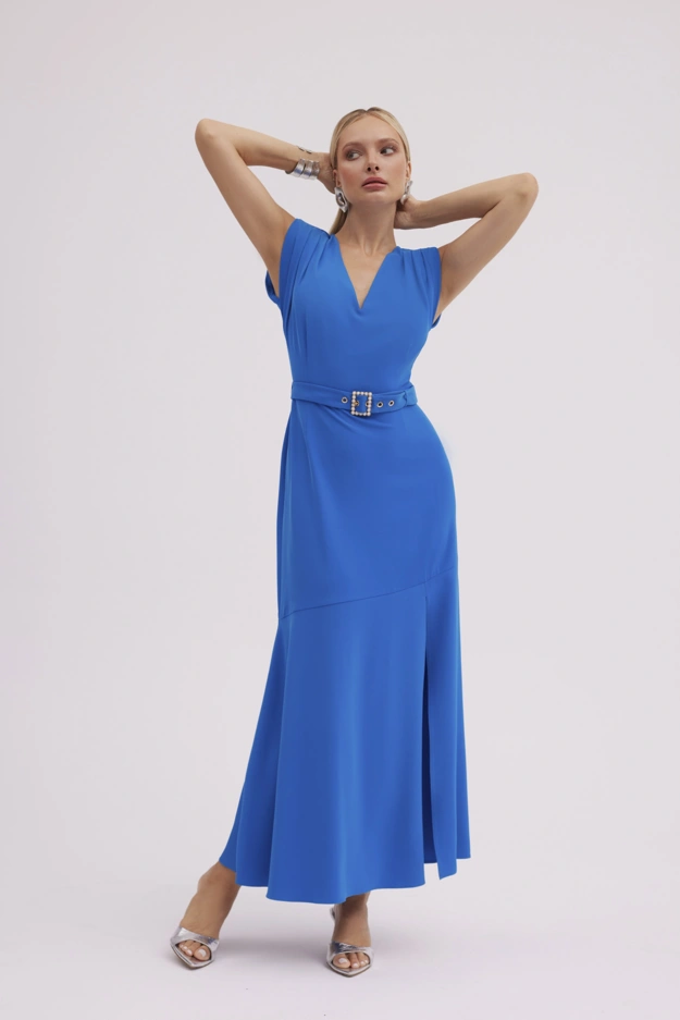 Niebieska sukienka maxi Makalu