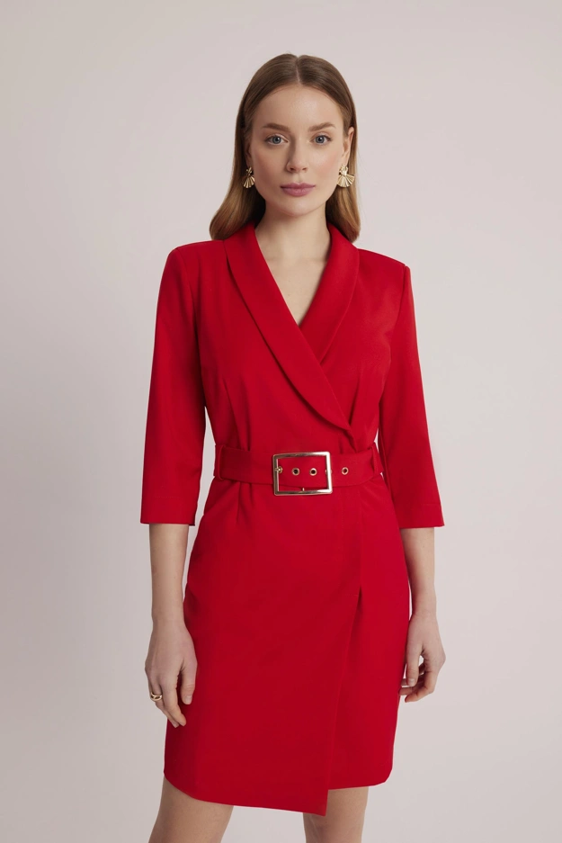 Elegancka czerwona sukienka Makalu