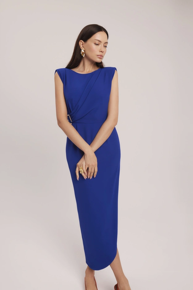 Elegancka kobaltowa sukienka Makalu