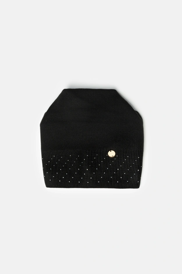 Czarna czapka z kryształkami Makalu