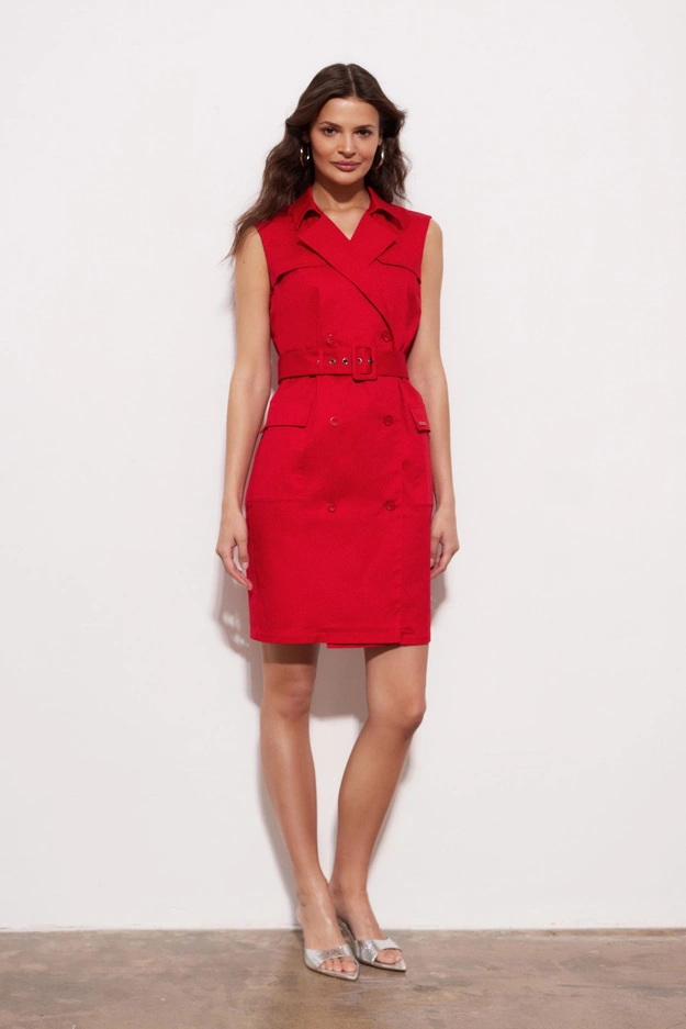 Czerwona elegancka sukienka Makalu