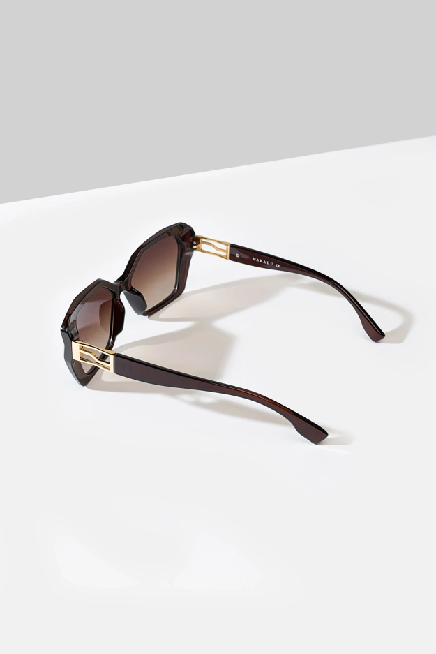 Brązowe okulary przeciwsłoneczne ze złotymi elementami Makalu