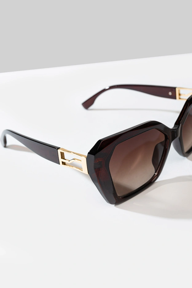 Brązowe okulary przeciwsłoneczne ze złotymi elementami Makalu
