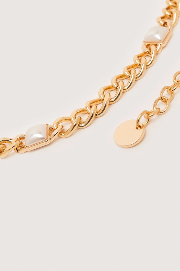Złoty pasek w formie łańcuszka z perłowymi ozdobami Makalu