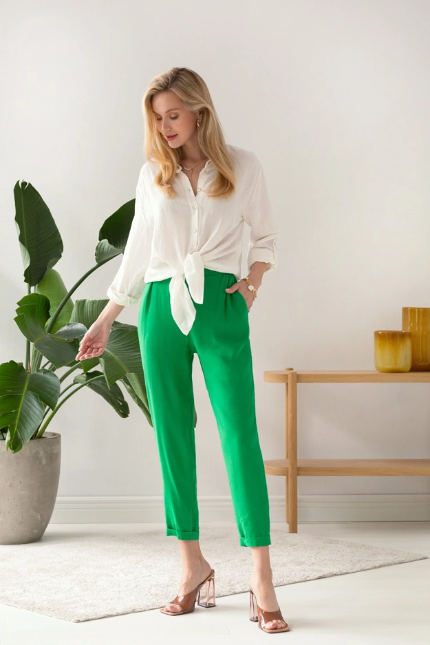 Lniane spodnie w zielonym kolorze Makalu