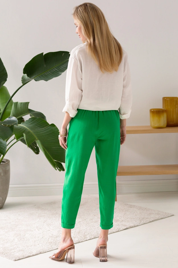 Lniane spodnie w zielonym kolorze Makalu