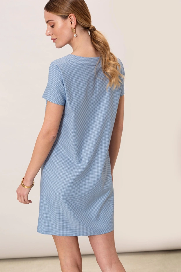 Sukienka w niebiesko-białą kratkę Makalu