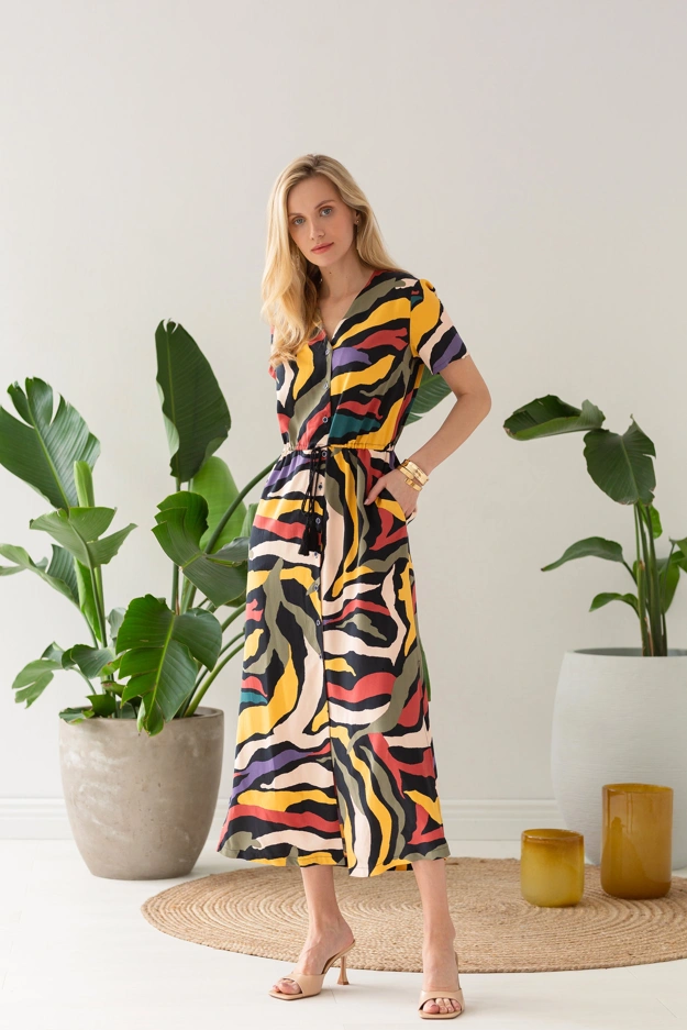 Sukienka maxi w kolorowe wzory Makalu